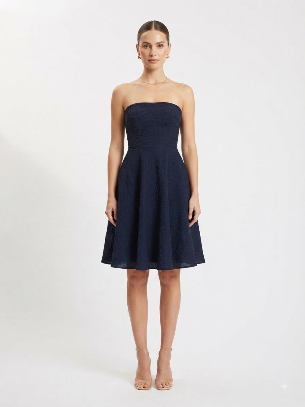 J.Crew Dress Womens P0 Black Seersucker Strapless Fit Flare Cocktail Party